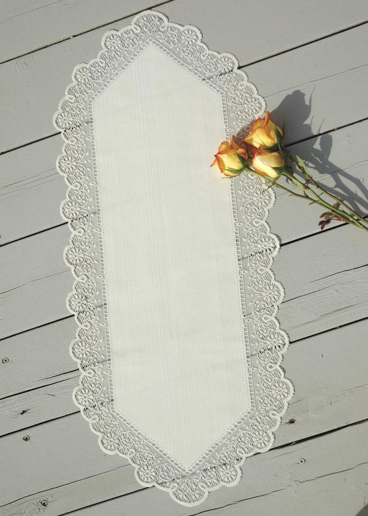 Heritage Lace Prelude 14 x 30 White Lace Table Runner