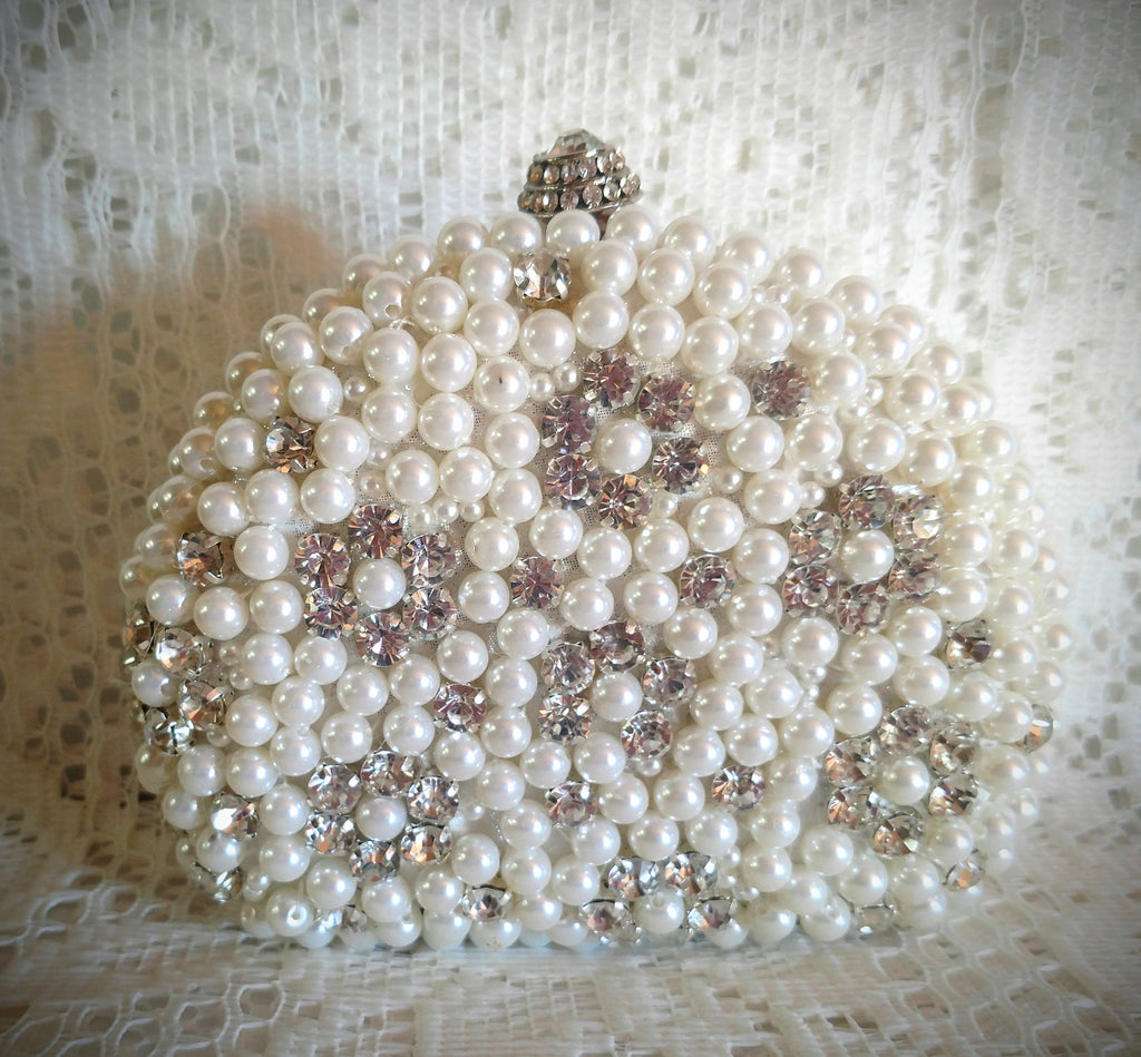 Ivory Faux Pearl and Rhinestone Evening - Only 2 Available!