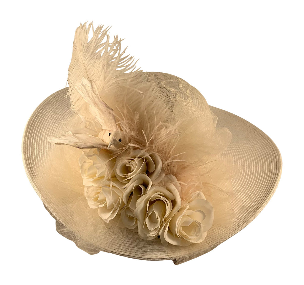 Ivory Victorian Bridal Large Brim Edwardian Hat