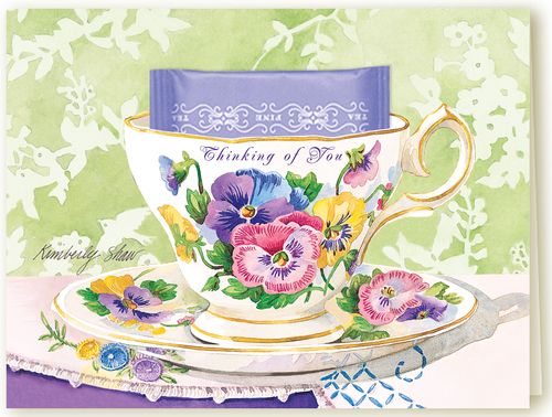 Kimberly Shaw Pretty Pansies Thinking of You Tea Card