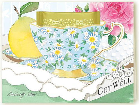 Kimberly Shaw White Daisies Get Well Soon Tea Card-Roses And Teacups