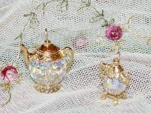 Large Gold Vermeille and Swarovski Crystal Teapot Charm