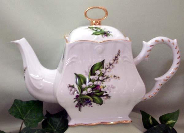 Lily of the Valley 8 Cup Square Porcelain Teapot