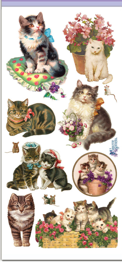 Lovely Kittens Victorian 2 Sheets of Stickers
