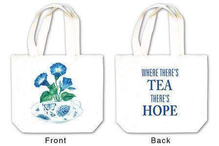 Morning Glory in Tea Cup Tea Gift Favor Tote with Tea and Spiced Tea Cup Coaster Mat
