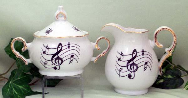 Musical Notes Porcelain Cream and Sugar Set