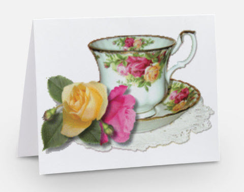 Old Country Roses  Tea Cup Card