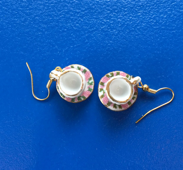 Peach Blossom Tea Cup (Teacup) Earrings