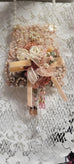 Peach Crystal Victorian Lace Purse Sachet Lavender - One of a Kind!