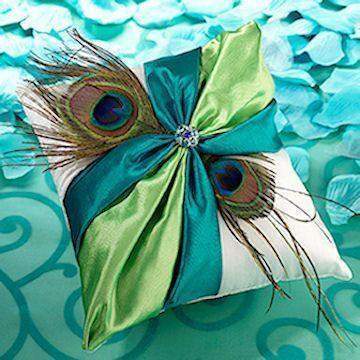 Peacock Feather Ring Pillow