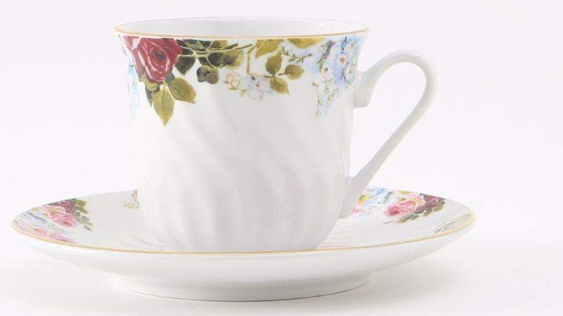 Philomena Bulk Discount Fine Porcelain Teacups Set of 6 Include 6 Inexpensive Tea Cups and 6 Saucers