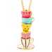 Pink Multicolor Enameled Tea Cup Necklace