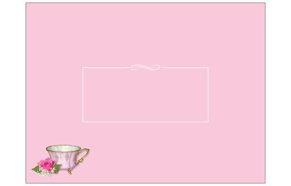 Pink Tea Cup Blank Greeting Card-Roses And Teacups