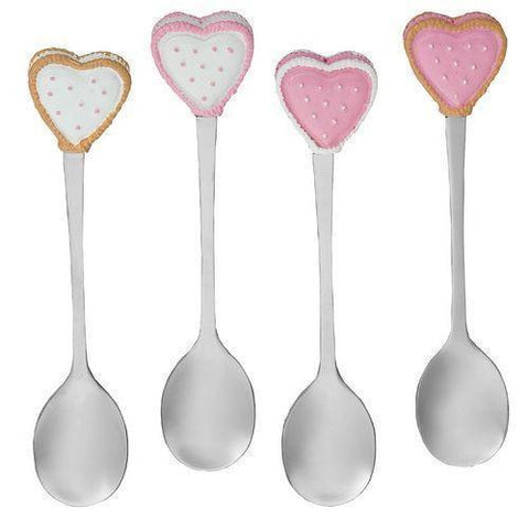 Pink and White Heart Cookie Spoons Set of 4 - Very Limited!