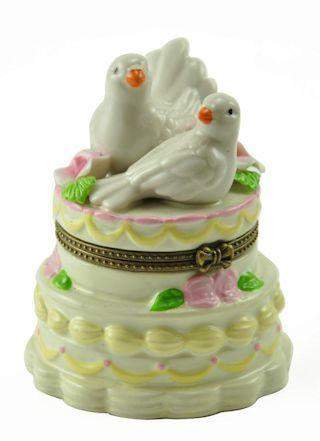 Porcelain Teapot Favor - Doves on Cake