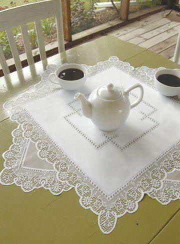 Prelude 42 x 42 White Lace Table Topper