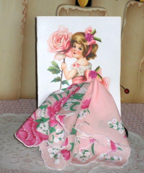 Pretty Rose Girl Any Occasion Hankie Card - Limited Supply