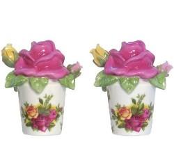 Rare Royal Albert Old Country Roses Sculpted Rose Salt and Pepper Shakers - Only 1 Available!