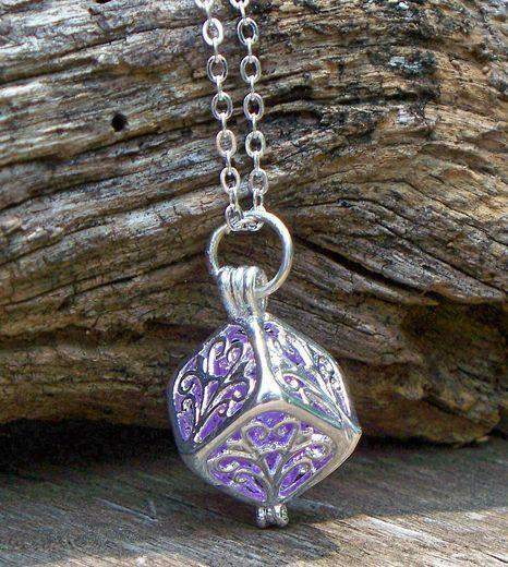 Reclaimed Glass Amethyst Silver Filigree Necklace