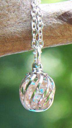Reclaimed Glass Pink Cage Necklace