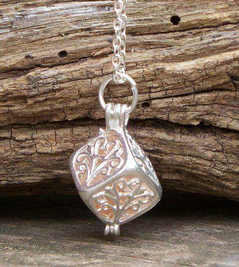 Reclaimed Glass Pink Silver Filigree Necklace