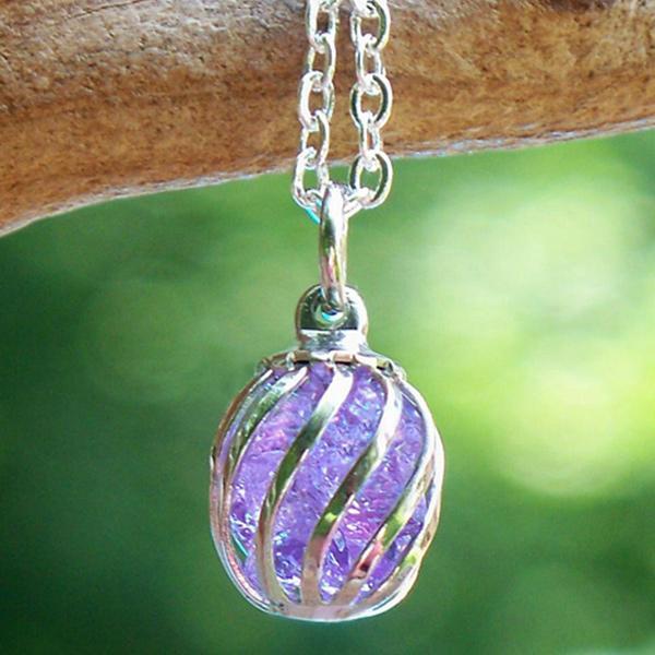 Reclaimed Up-cycled Glass Amethyst Cage Necklace