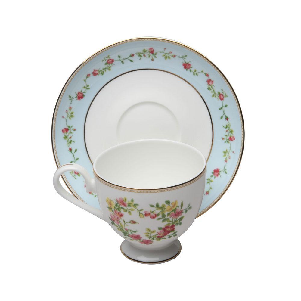 Rose Heart Swag Tea Cups and Saucers Set of 4