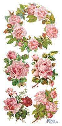 Rose Wreath Victorian Floral 2 Sheets of Stickers