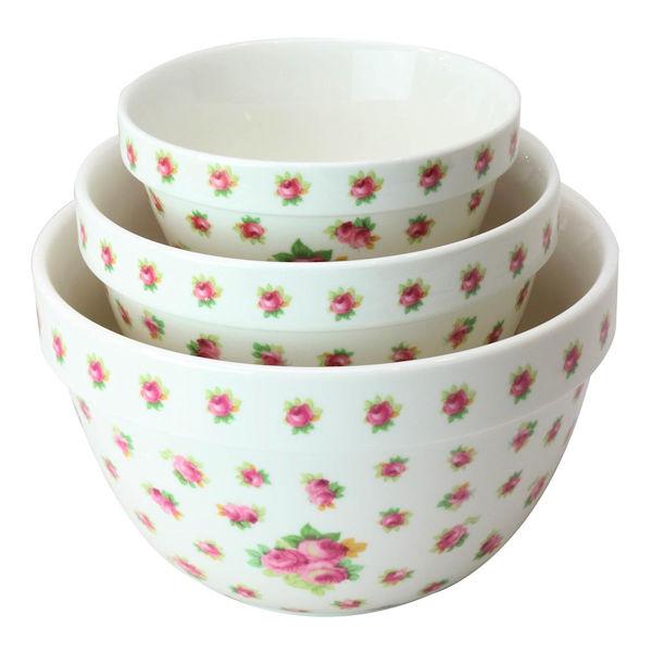 Rosebud Porcelain Mixing Bowls Set of 3