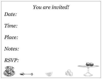 Set of 10 Tea Party Invitations and Envelopes