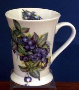 Set of 2 Floral Latte Mugs - Blueberry