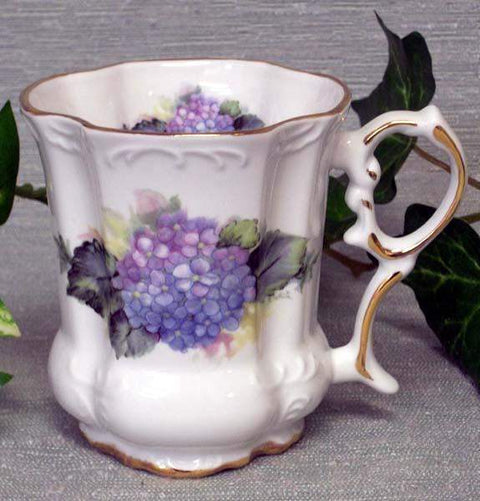 Set of 2 Hydrangea Victorian Tankards Floral Mugs-Roses And Teacups
