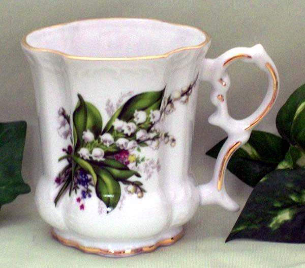 Set of 2 Lily of the Valley Victorian Tankards Floral Mugs
