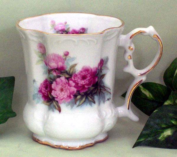 Set of 2 Peony Victorian Tankards Floral Mugs