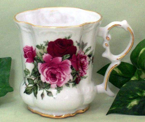 Set of 2 Summer Rose Victorian Tankards Floral Mugs