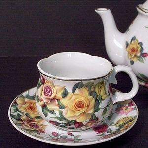 Set of 4 Rose Garden Demi Porcelain Teacups - One of a Kind!