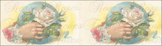 Set of 50 Personalized Victorian Bookmarks-Roses And Teacups