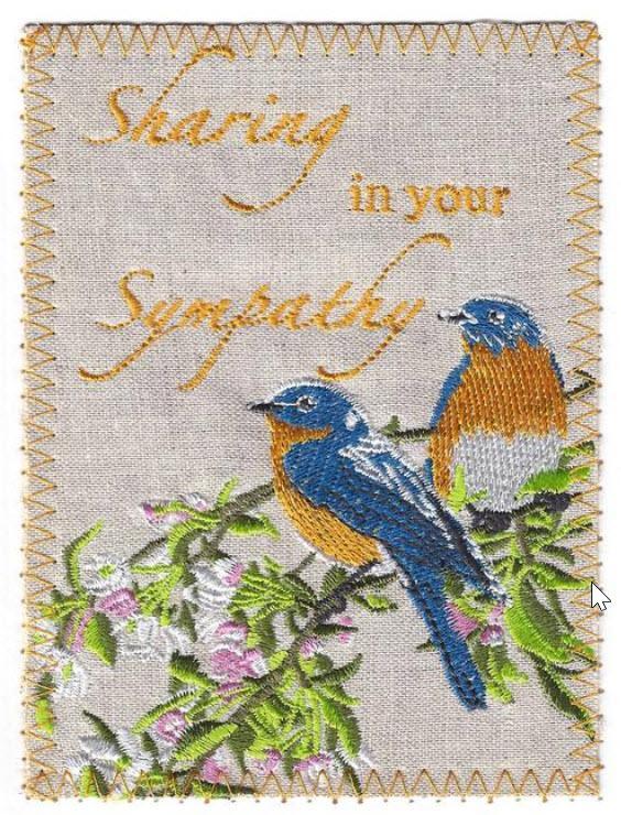 Sharing in your Sympathy Embroidered Linen Greeting Card