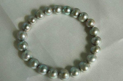 Silver Gray Stretch Pearl Bracelet BF9-001