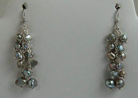 Silver Pearl Dangle Earrings EFBN2