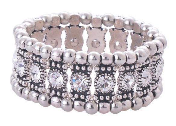 Sparkling Clear Crystal and Silver Bead Stretch Bracelet - Only 2 Available!-Roses And Teacups