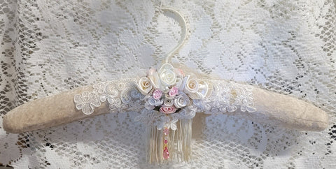 Taupe Beaded Lace Hanger - One of a Kind!