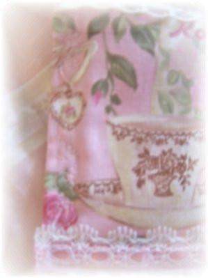 Tea Set and Roses Pale Pink Decorative Guest Towel