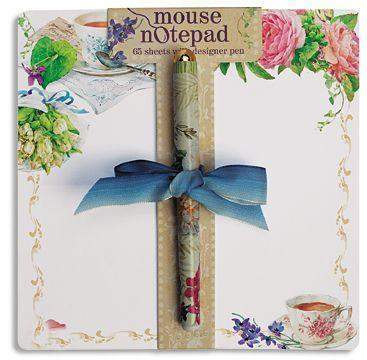 Tea and Rose Garden Mouse Notepad and Pen