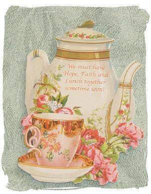 Teapot and Teacup Die Cut Note Card Set of 6 /