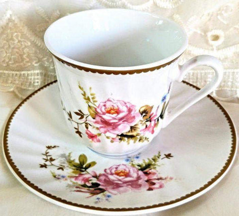 Timeless Rose Fine Porcelain Teacups Includes 6 Tea Cups and 6 Saucers at Cheap Price!