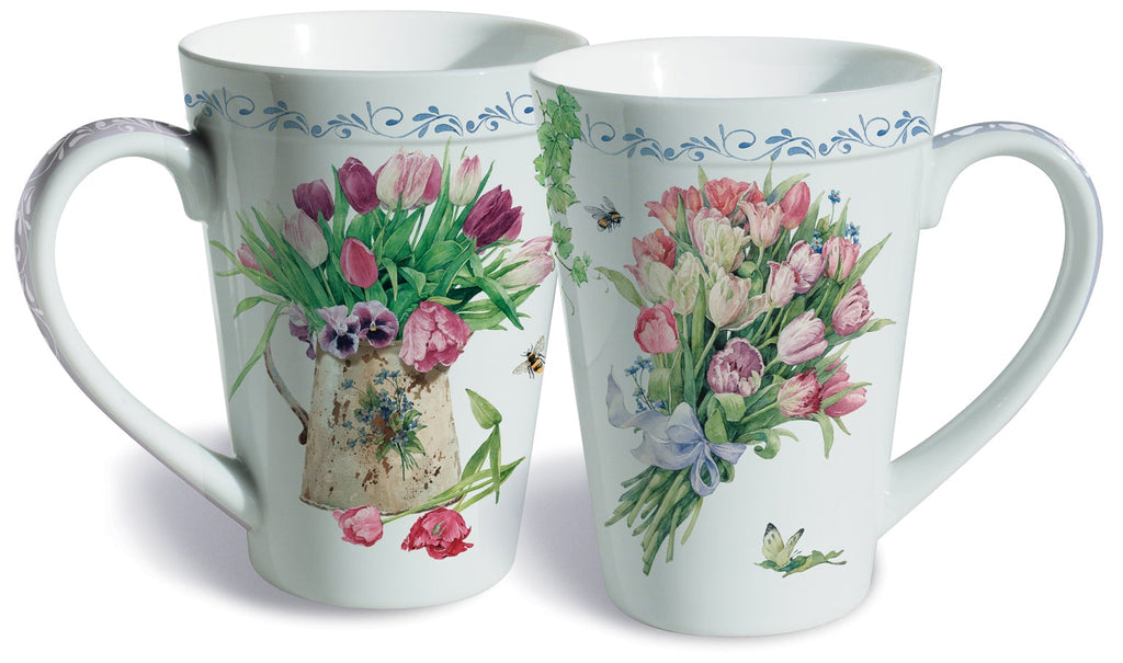 Tulips and Bumblebees Porcelain Mug