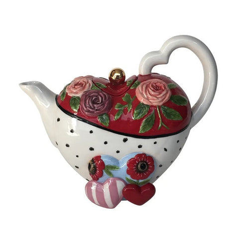 Valentine Heart and Roses Novelty Teapot