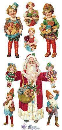 Victorian Christmas Ginger Santa 2 Sheets of Stickers