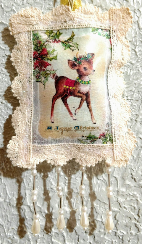 Vintage Reindeer Scented Sachet Ornament - One of a Kind!